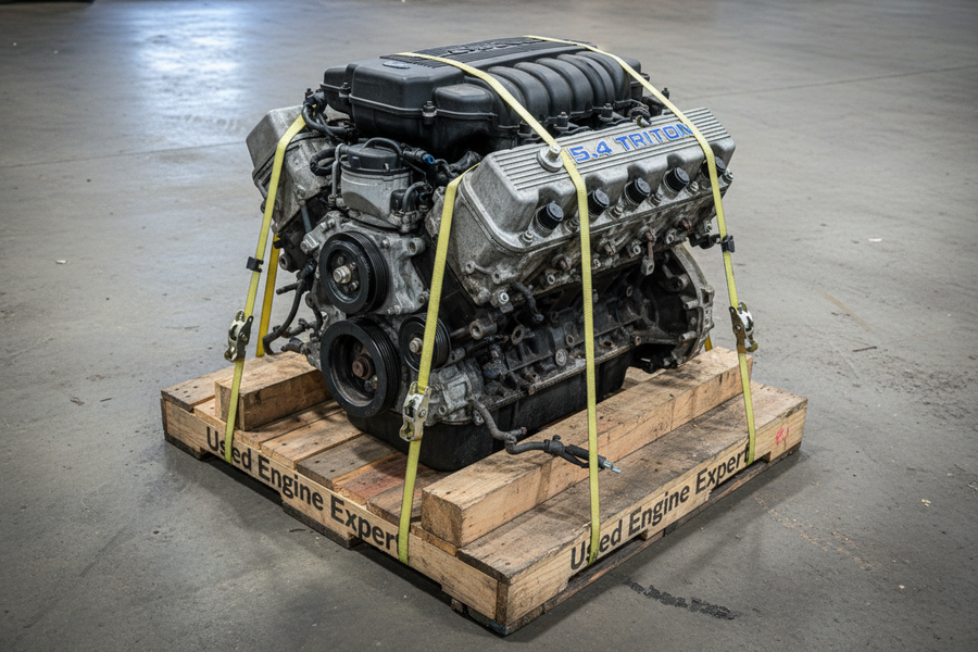Used Engine- 2001 Ford F250 Super Duty Engine 5.4L (VIN L, 8th digit, SOHC), W O EGR Valve (Representative image. Actual product may vary.)